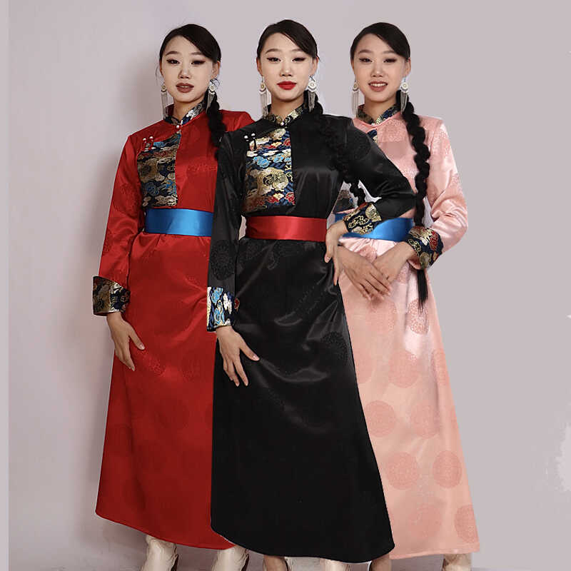 Ethnic Gown - Black Pink Red Blue Mongolia Gown