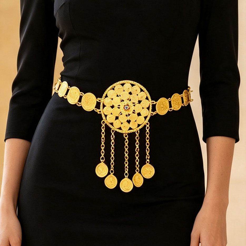Ethnic Fashion Studio - Ethnic-style Alloy Waist Chain Thai-inspired Flower