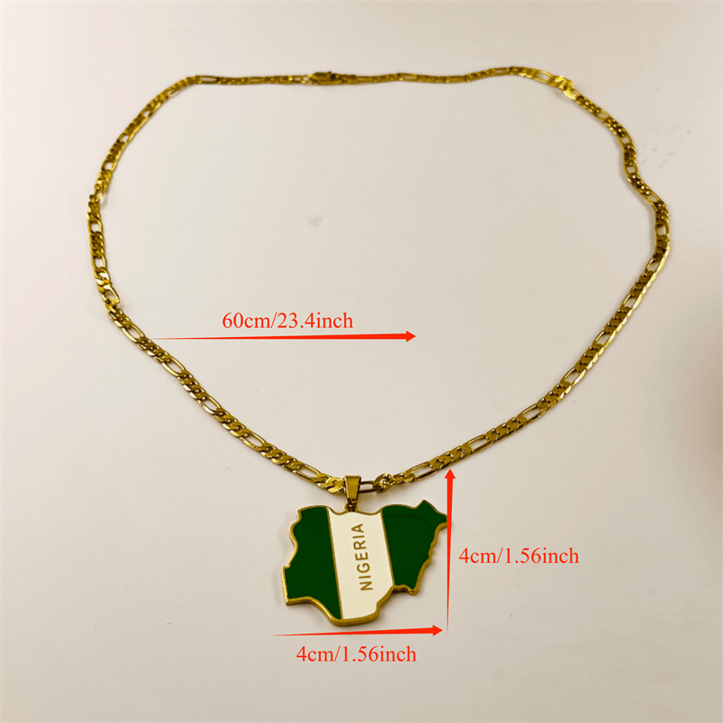 Nigeria National Map Necklace  - Ethnic Fashion Logo 评论和价格