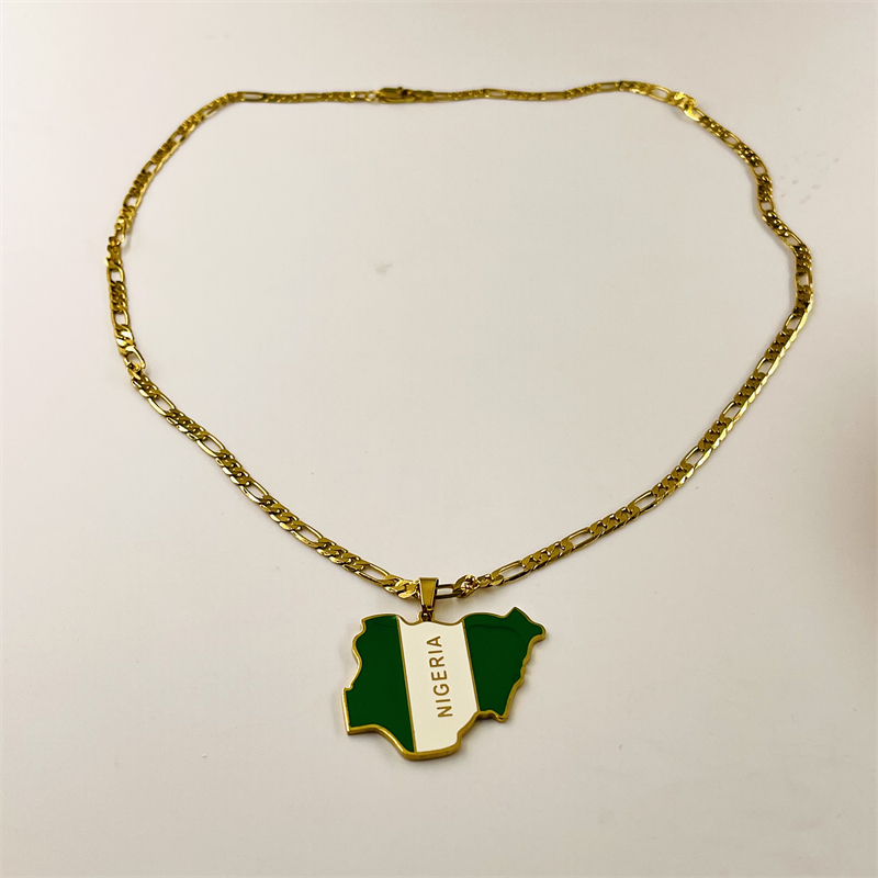 Nigeria National Map Necklace  - Ethnic Fashion Logo 评论和价格