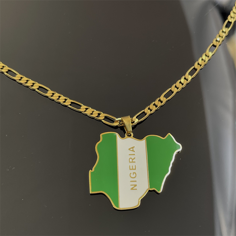 Nigeria National Map Necklace  - Ethnic Fashion Logo 评论和价格