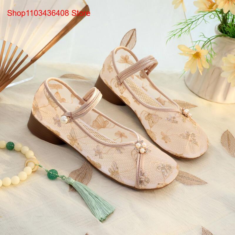 New Mesh Low Heels with Cheong - Ethnic Style 评论和价格