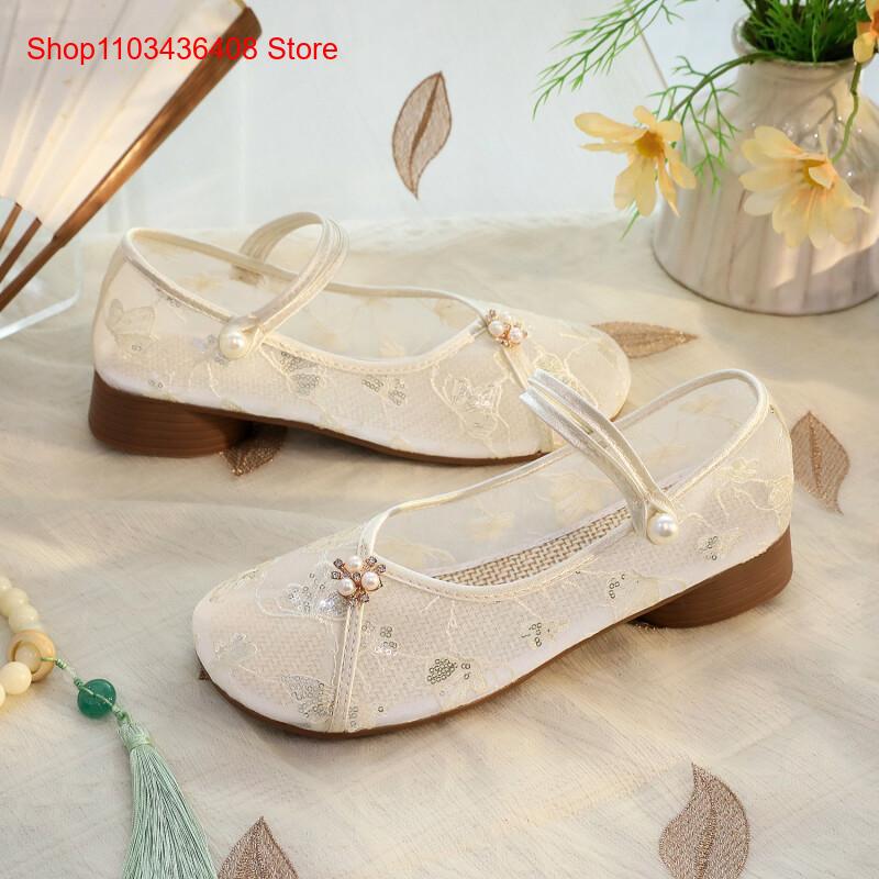 New Mesh Low Heels with Cheong - Ethnic Style 评论和价格