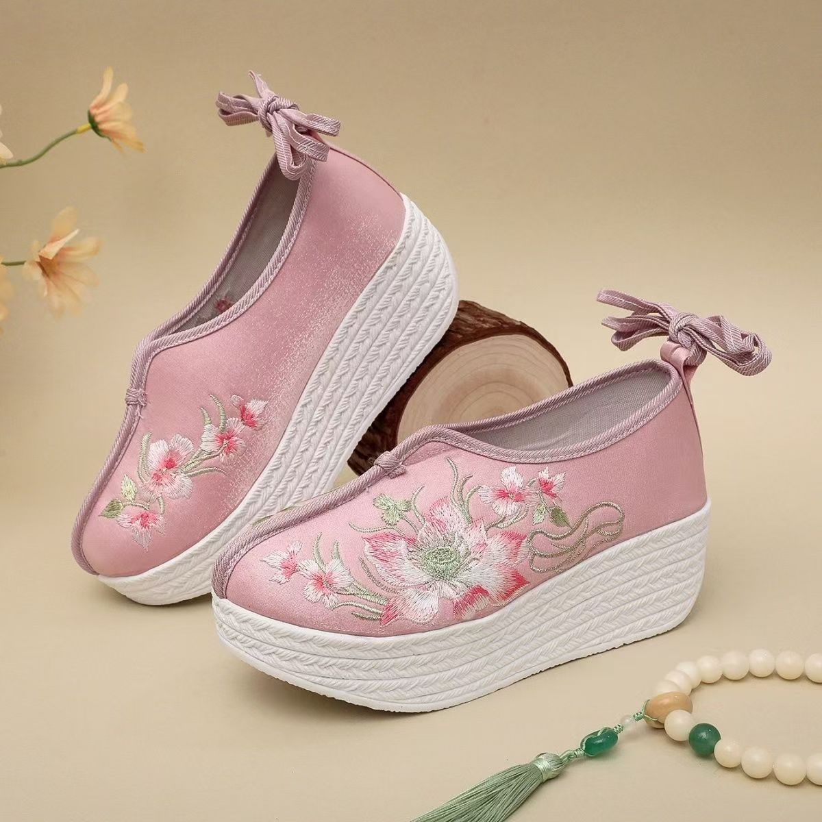 Woman Ethnic Style Wedges Embr - Ethnic Style 评论和价格