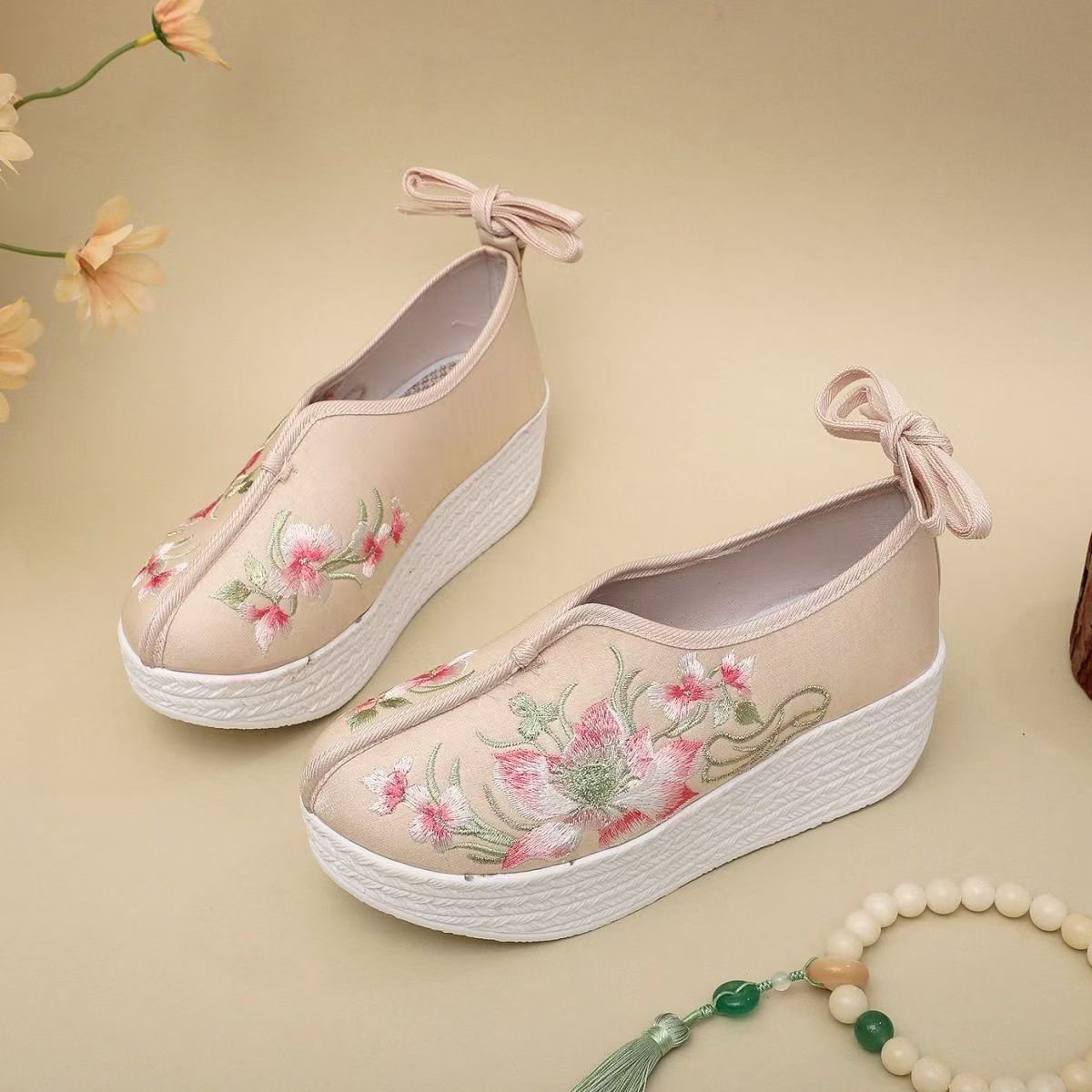 Woman Ethnic Style Wedges Embr - Ethnic Style 评论和价格