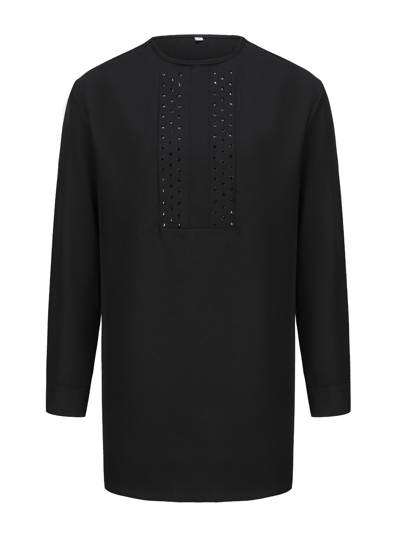 Men's Black round Neck African - Ethnic Style 评论和价格